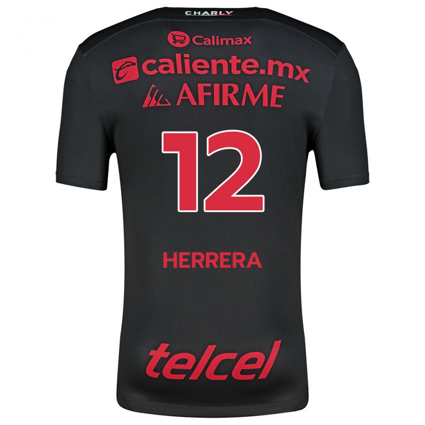 Mænd Melissa Herrera #12 Sort Rød Hjemmebane Spillertrøjer 2024/25 Trøje T-Shirt