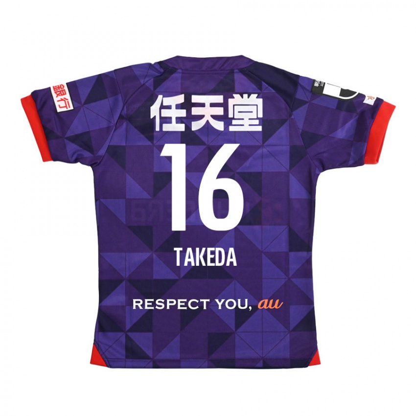 Mænd Shohei Takeda #16 Lilla Hvid Hjemmebane Spillertrøjer 2024/25 Trøje T-Shirt