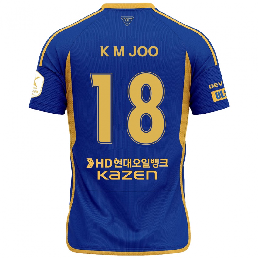 Mænd Min-Kyu Joo #18 Blå Gul Hjemmebane Spillertrøjer 2024/25 Trøje T-Shirt