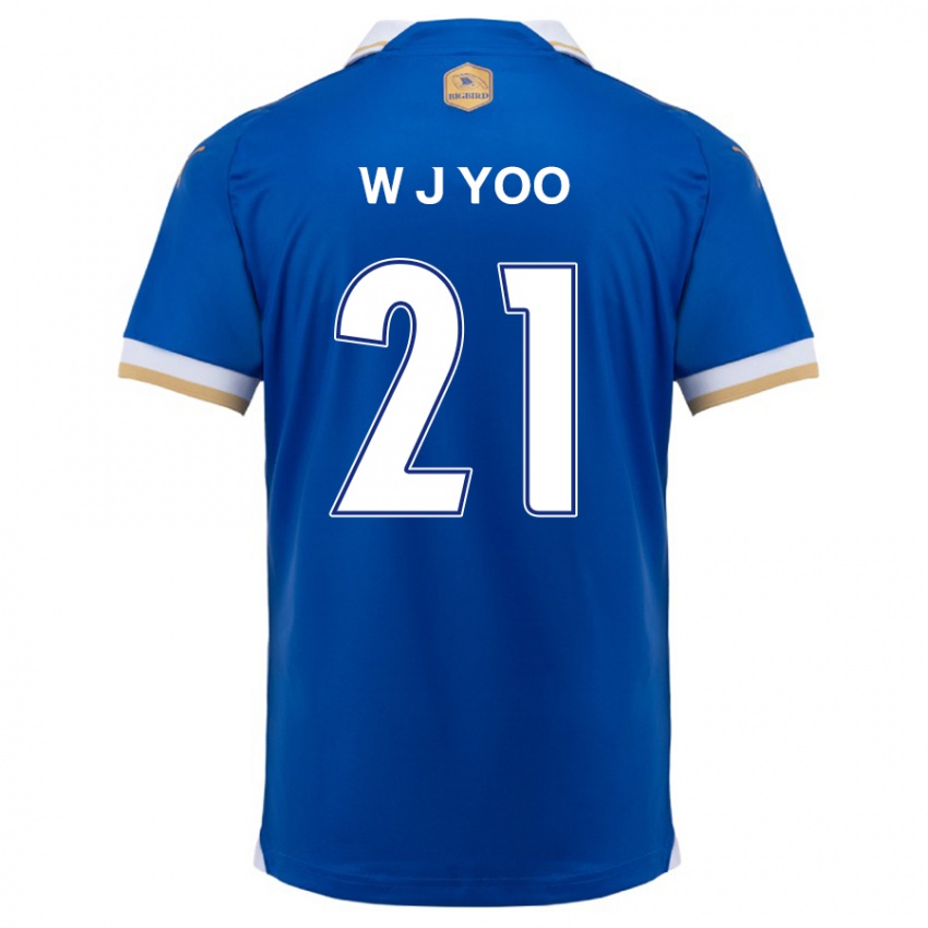 Mænd Jin-Wook Yoo #21 Blå Hvid Hjemmebane Spillertrøjer 2024/25 Trøje T-Shirt