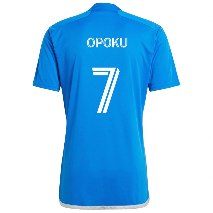 Mænd Kwadwo Opoku #7 Blå Hvid Hjemmebane Spillertrøjer 2024/25 Trøje T-Shirt