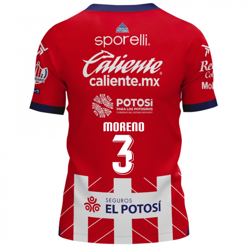 Mænd Iker Moreno #3 Rød Hvid Hjemmebane Spillertrøjer 2024/25 Trøje T-Shirt