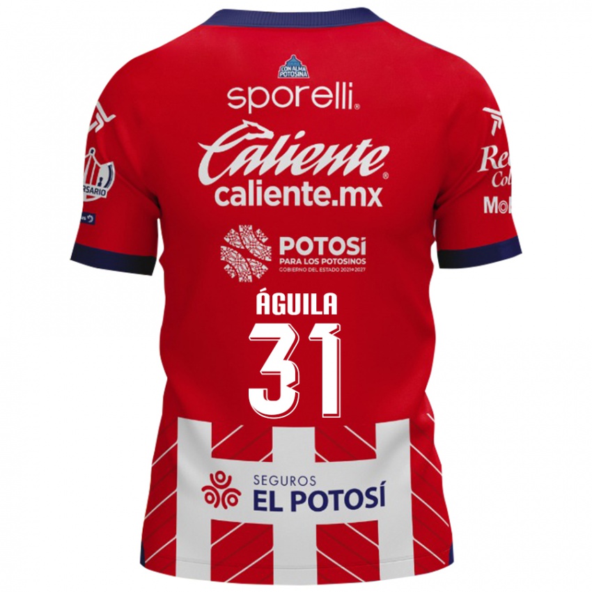 Mænd Eduardo Águila #31 Rød Hvid Hjemmebane Spillertrøjer 2024/25 Trøje T-Shirt