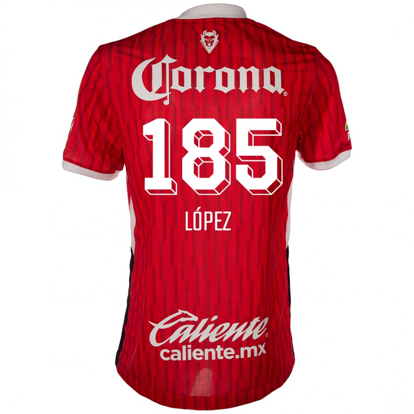 Mænd David López #185 Rød Hvid Hjemmebane Spillertrøjer 2024/25 Trøje T-Shirt