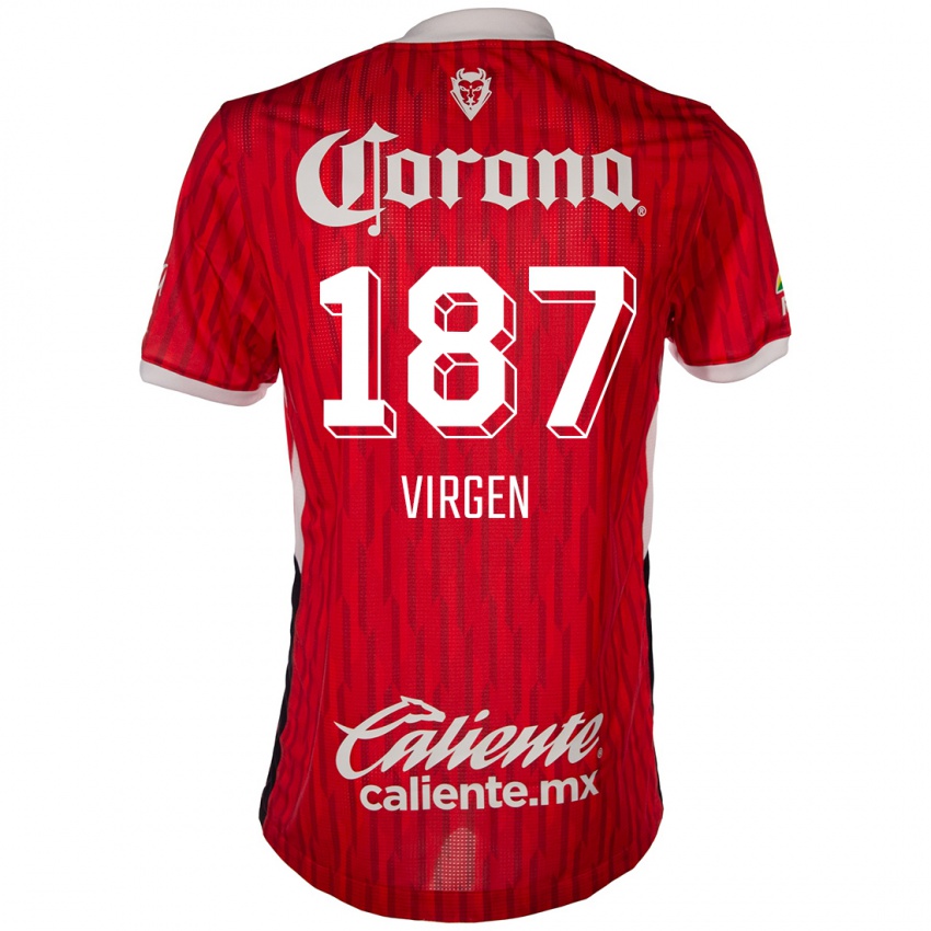 Mænd Oswaldo Virgen #187 Rød Hvid Hjemmebane Spillertrøjer 2024/25 Trøje T-Shirt