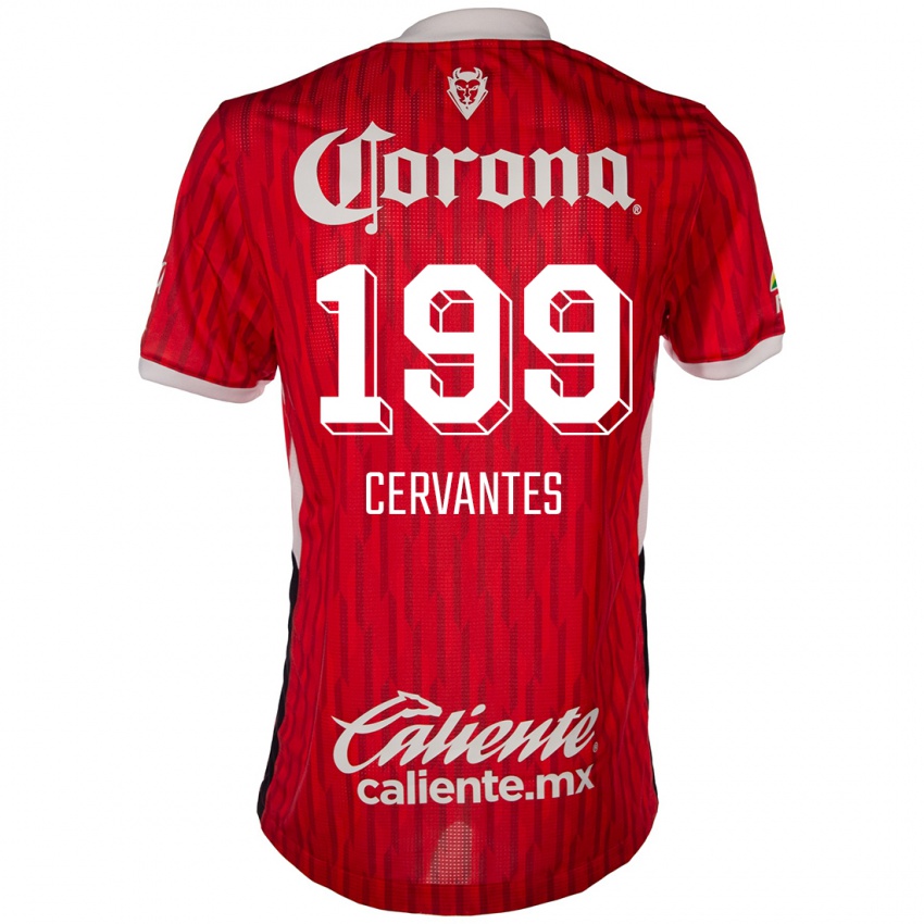 Mænd Axel Cervantes #199 Rød Hvid Hjemmebane Spillertrøjer 2024/25 Trøje T-Shirt