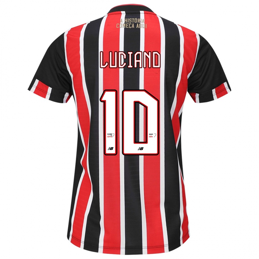 Mænd Luciano #10 Sort Rød Hvid Udebane Spillertrøjer 2024/25 Trøje T-Shirt