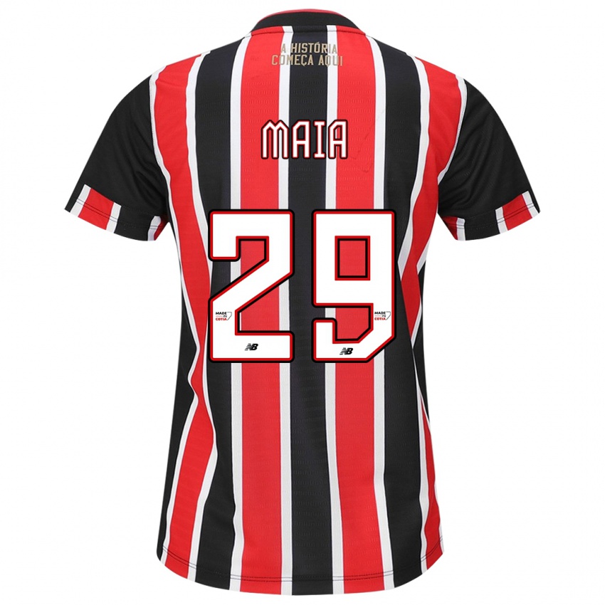 Mænd Pablo Maia #29 Sort Rød Hvid Udebane Spillertrøjer 2024/25 Trøje T-Shirt