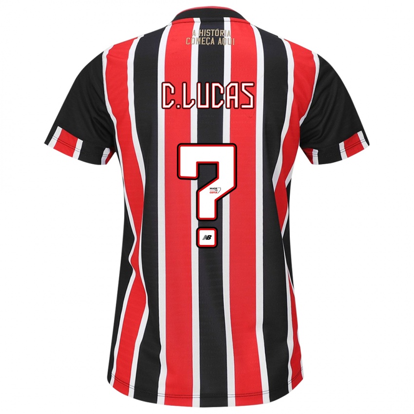 Mænd Cauã Lucas #0 Sort Rød Hvid Udebane Spillertrøjer 2024/25 Trøje T-Shirt