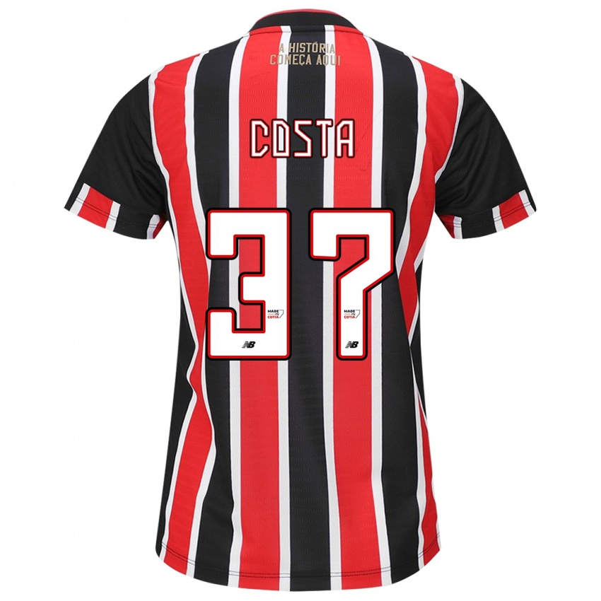 Mænd Talles Costa #37 Sort Rød Hvid Udebane Spillertrøjer 2024/25 Trøje T-Shirt