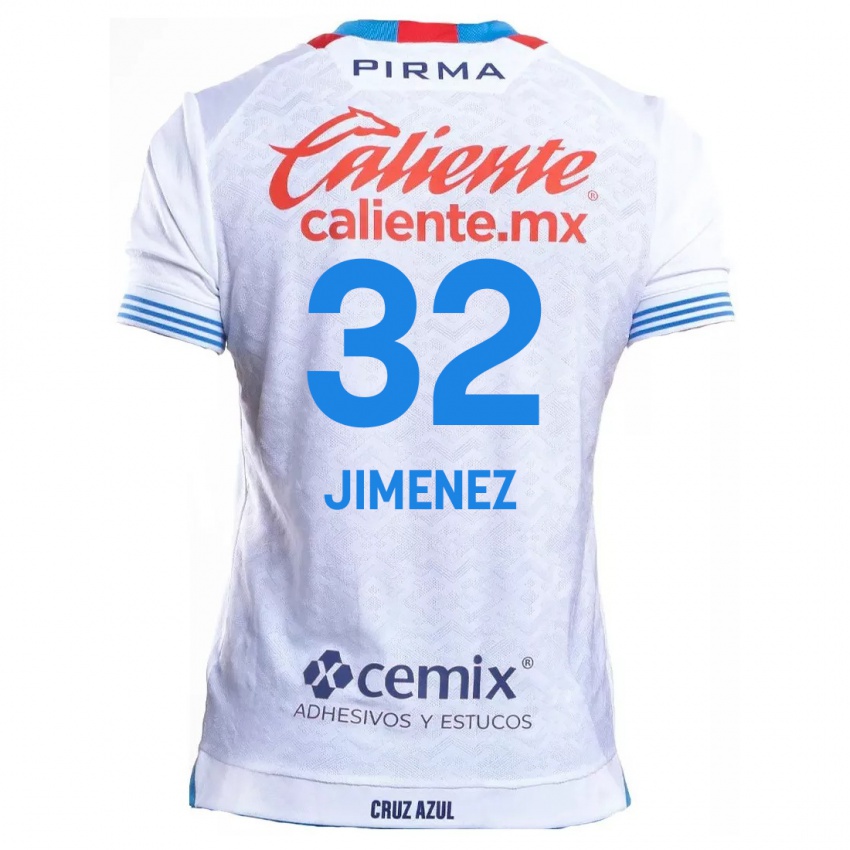 Mænd Cristian Jimenez #32 Hvid Blå Udebane Spillertrøjer 2024/25 Trøje T-Shirt