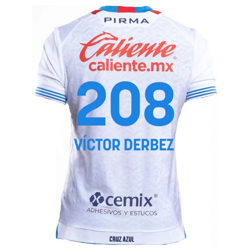 Mænd Louis Víctor Derbez #208 Hvid Blå Udebane Spillertrøjer 2024/25 Trøje T-Shirt