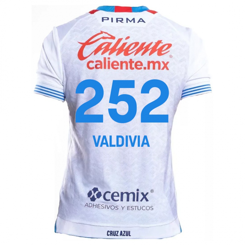 Mænd Christian Valdivia #252 Hvid Blå Udebane Spillertrøjer 2024/25 Trøje T-Shirt