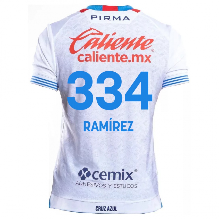 Mænd Mauricio Ramírez #334 Hvid Blå Udebane Spillertrøjer 2024/25 Trøje T-Shirt