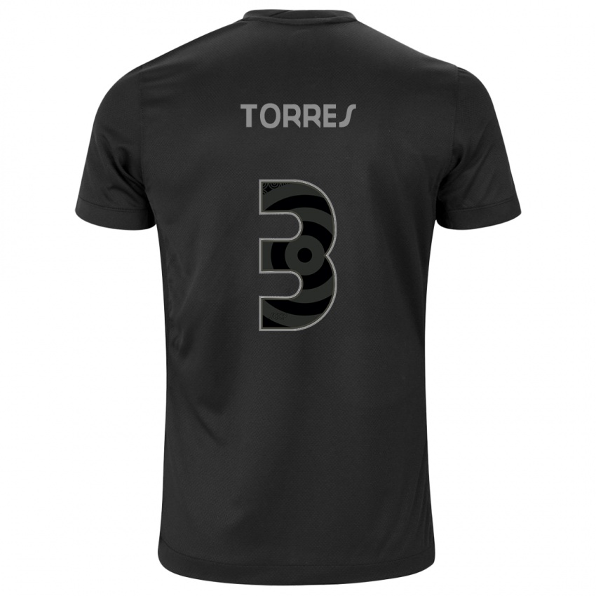 Mænd Felix Torres #3 Sort Udebane Spillertrøjer 2024/25 Trøje T-Shirt