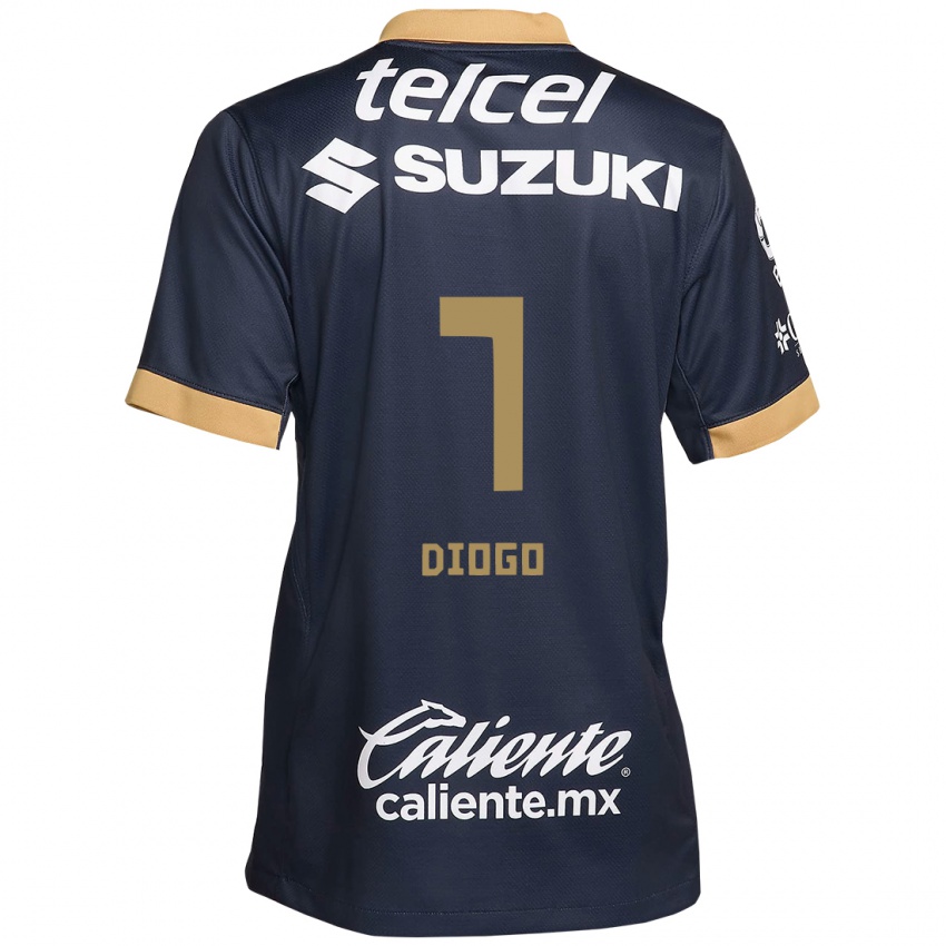 Mænd Diogo #7 Obsidian Guld Hvid Udebane Spillertrøjer 2024/25 Trøje T-Shirt