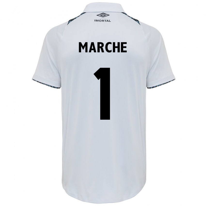 Mænd Agustin Marchesin #1 Hvid Blå Udebane Spillertrøjer 2024/25 Trøje T-Shirt