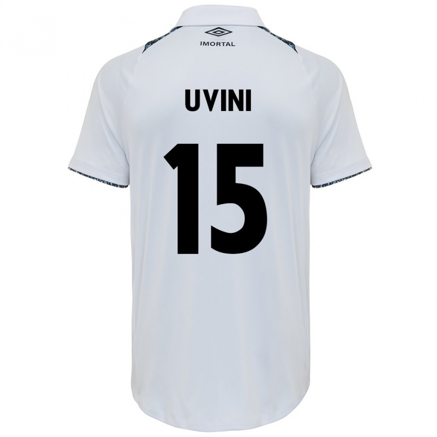 Mænd Bruno Uvini #15 Hvid Blå Udebane Spillertrøjer 2024/25 Trøje T-Shirt