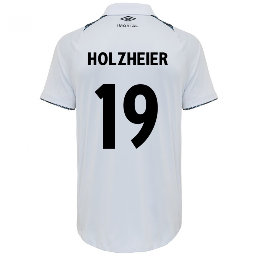 Mænd Agostina Holzheier #19 Hvid Blå Udebane Spillertrøjer 2024/25 Trøje T-Shirt