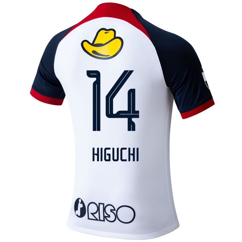 Mænd Yuta Higuchi #14 Hvid Blå Rød Udebane Spillertrøjer 2024/25 Trøje T-Shirt