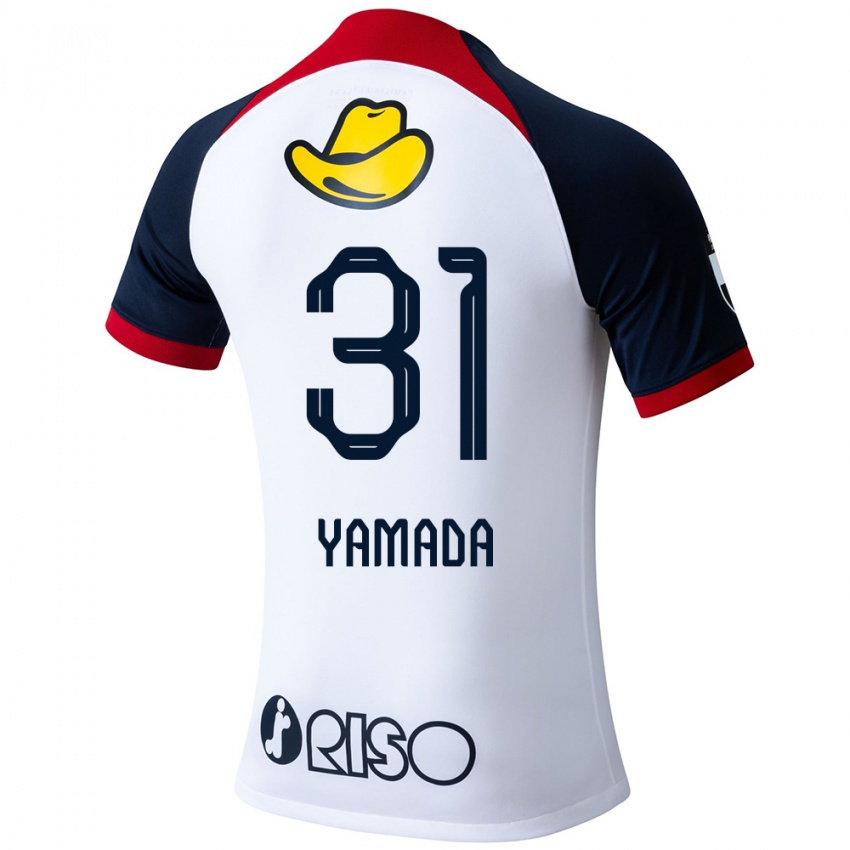 Mænd Taiki Yamada #31 Hvid Blå Rød Udebane Spillertrøjer 2024/25 Trøje T-Shirt