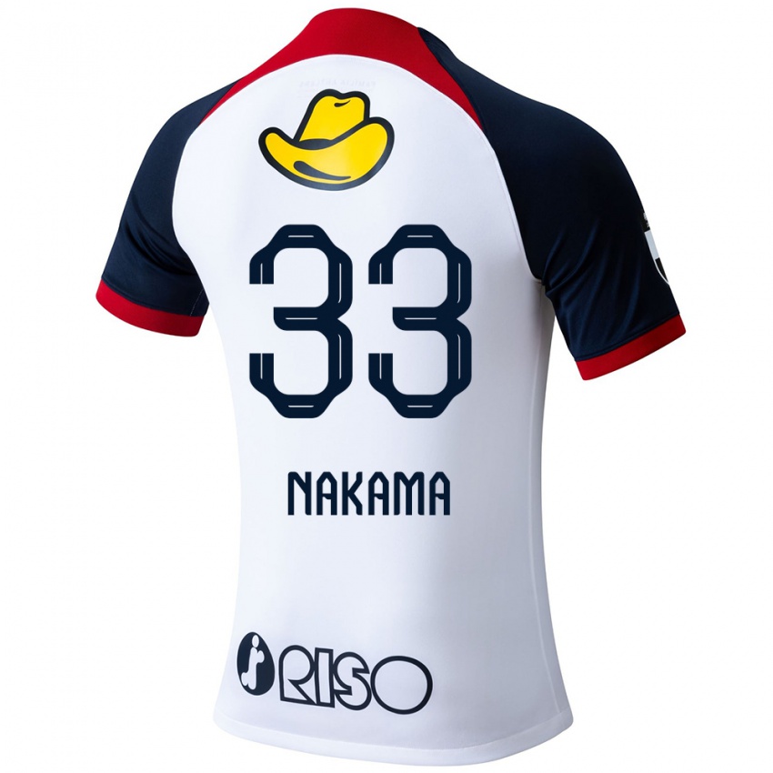 Mænd Hayato Nakama #33 Hvid Blå Rød Udebane Spillertrøjer 2024/25 Trøje T-Shirt