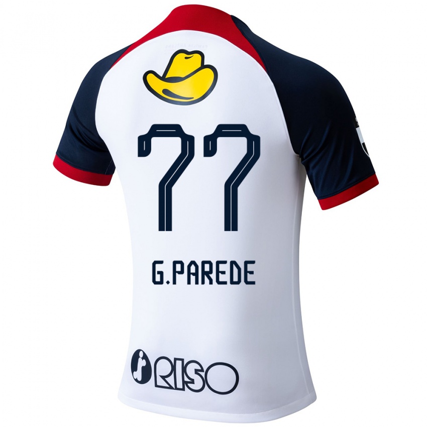 Mænd Guilherme Parede #77 Hvid Blå Rød Udebane Spillertrøjer 2024/25 Trøje T-Shirt