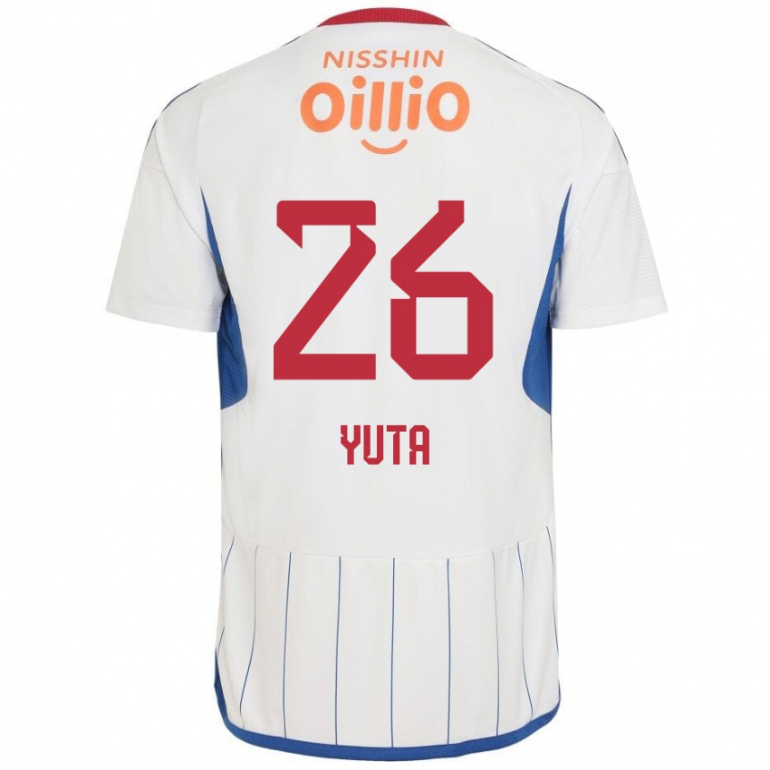 Mænd Yuta Koike #26 Hvid Blå Rød Udebane Spillertrøjer 2024/25 Trøje T-Shirt