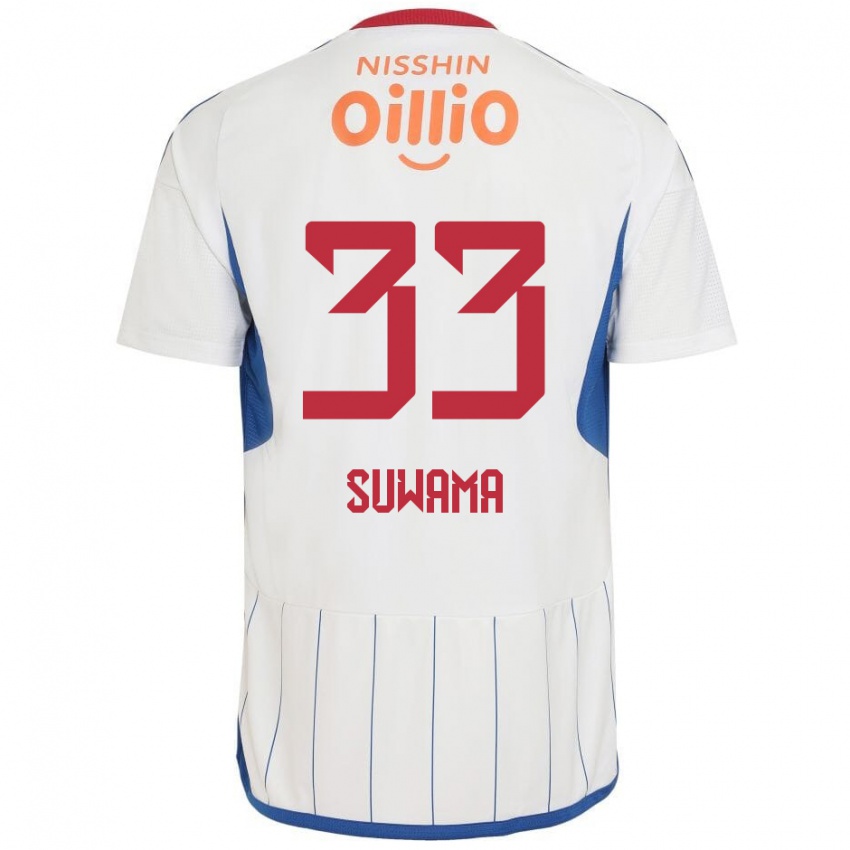 Mænd Kosei Suwama #33 Hvid Blå Rød Udebane Spillertrøjer 2024/25 Trøje T-Shirt