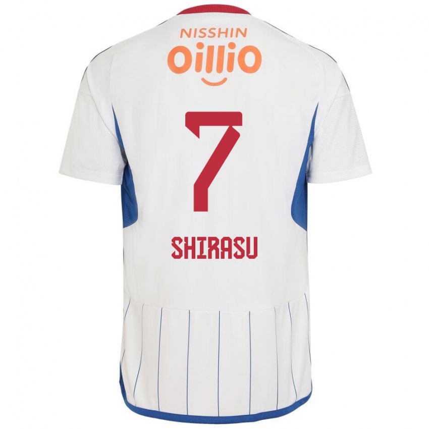 Mænd Kento Shirasu #7 Hvid Blå Rød Udebane Spillertrøjer 2024/25 Trøje T-Shirt