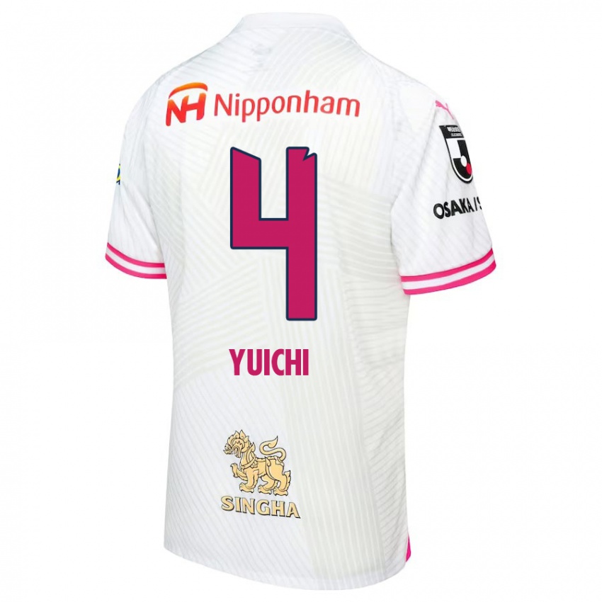 Mænd Yuichi Hirano #4 Hvid Lyserød Udebane Spillertrøjer 2024/25 Trøje T-Shirt