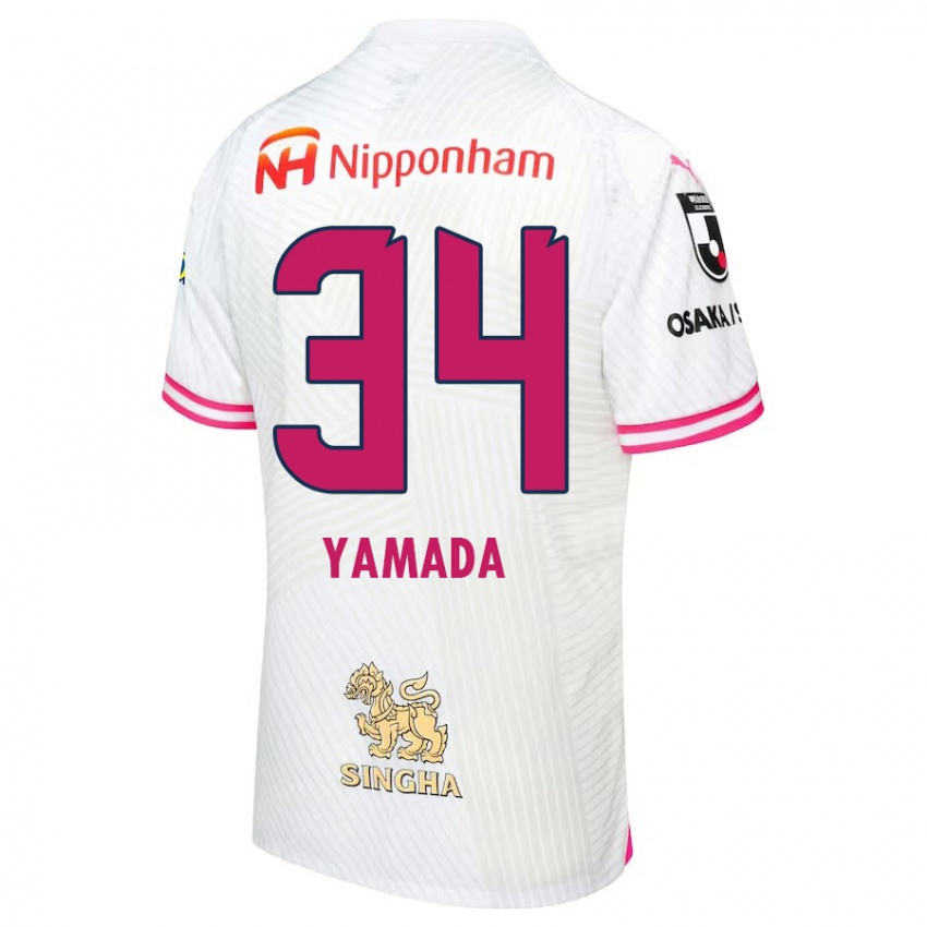 Mænd Hiroto Yamada #34 Hvid Lyserød Udebane Spillertrøjer 2024/25 Trøje T-Shirt