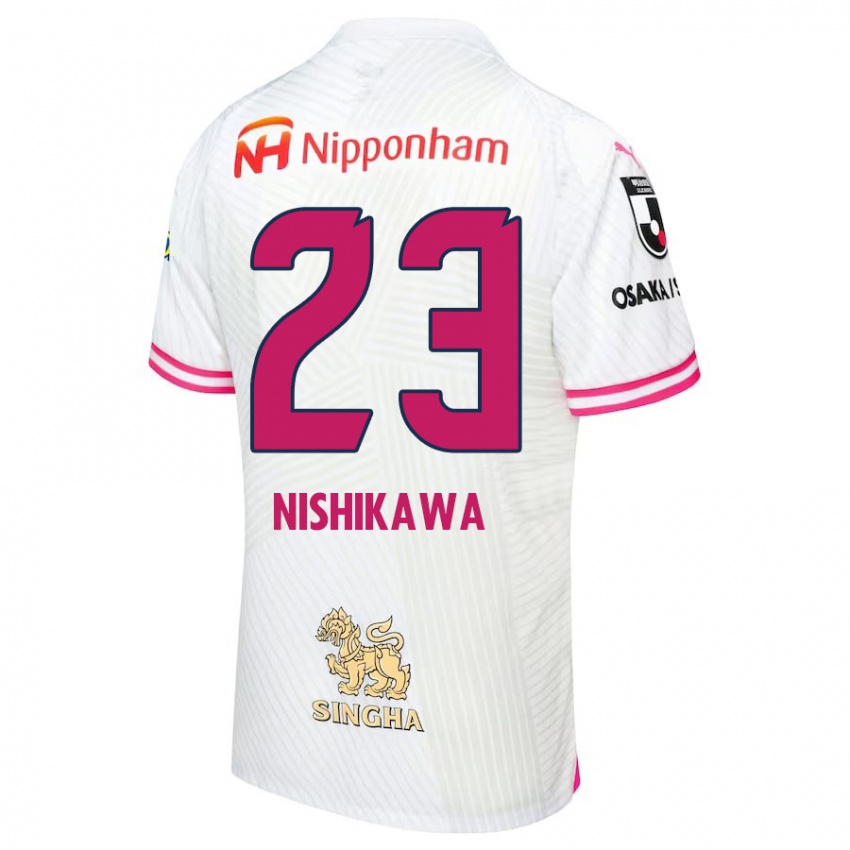 Mænd Hiroki Nishikawa #23 Hvid Lyserød Udebane Spillertrøjer 2024/25 Trøje T-Shirt