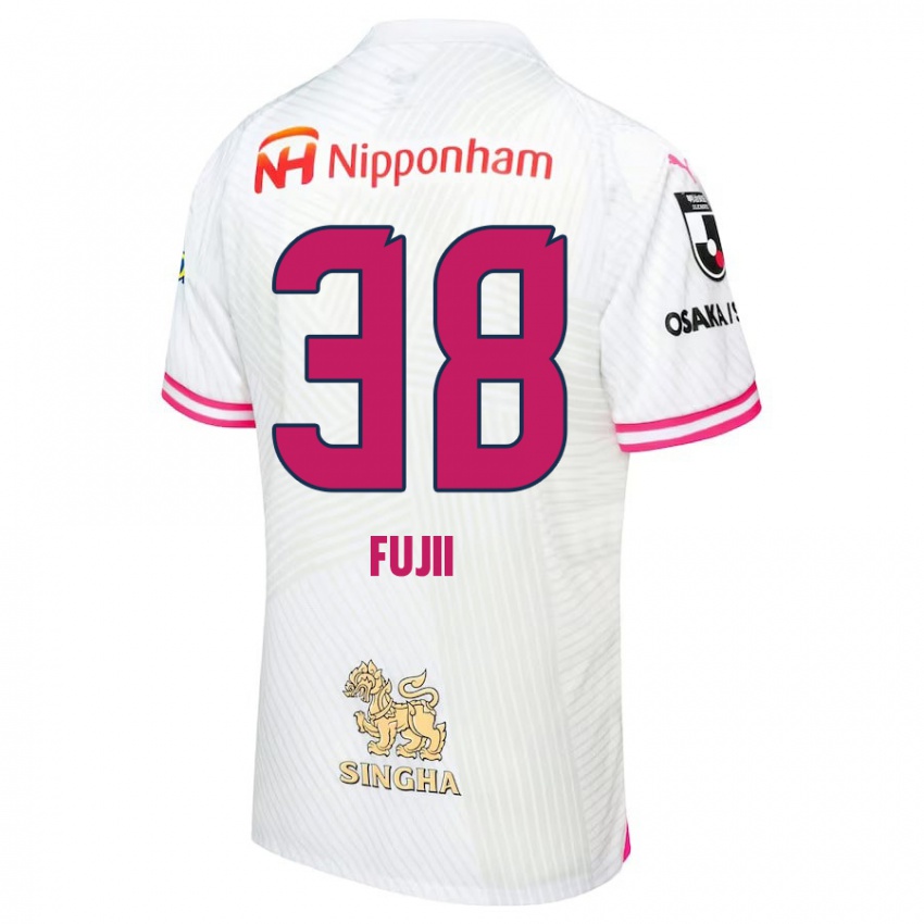 Mænd Ryuya Fujii #38 Hvid Lyserød Udebane Spillertrøjer 2024/25 Trøje T-Shirt