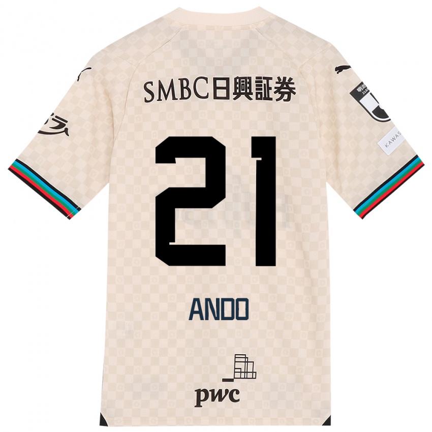 Mænd Shunsuke Ando #21 Hvid Grå Udebane Spillertrøjer 2024/25 Trøje T-Shirt