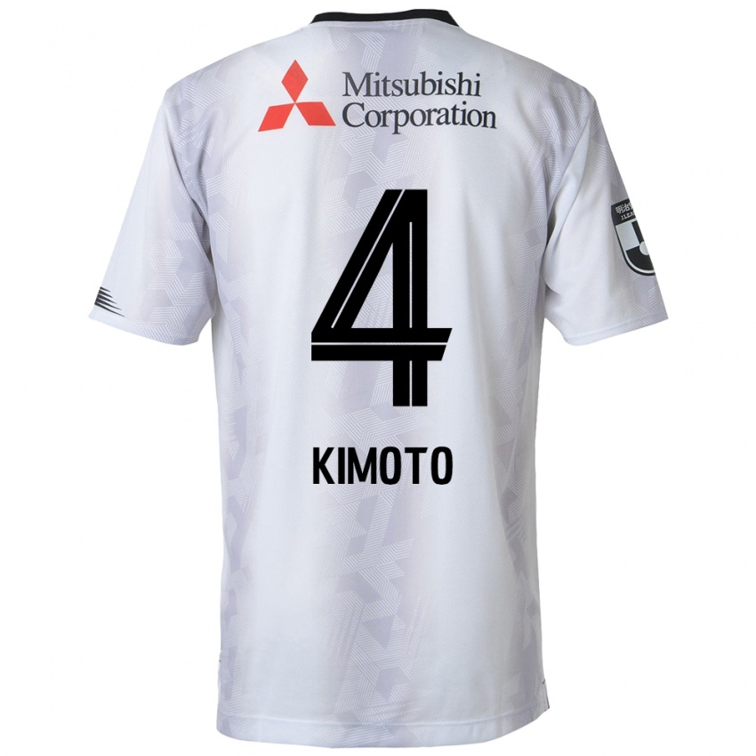 Mænd Yasuki Kimoto #4 Hvid Sort Udebane Spillertrøjer 2024/25 Trøje T-Shirt