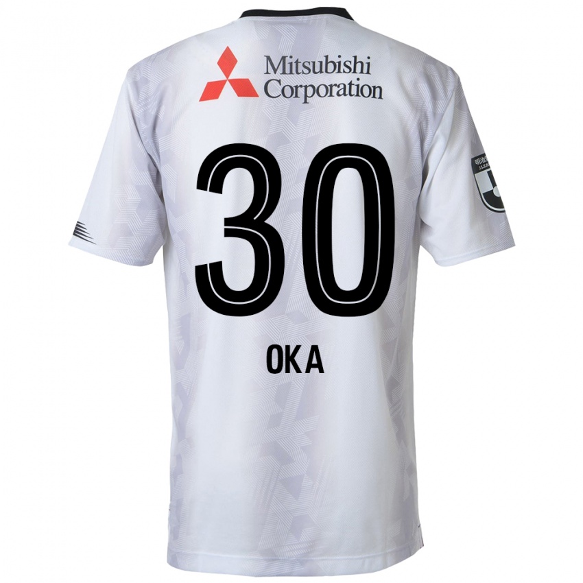 Mænd Teppei Oka #30 Hvid Sort Udebane Spillertrøjer 2024/25 Trøje T-Shirt