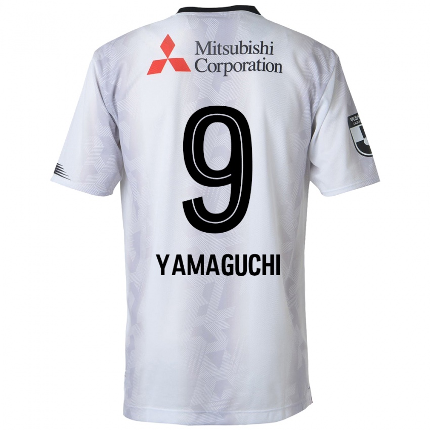 Mænd Taiyo Yamaguchi #9 Hvid Sort Udebane Spillertrøjer 2024/25 Trøje T-Shirt