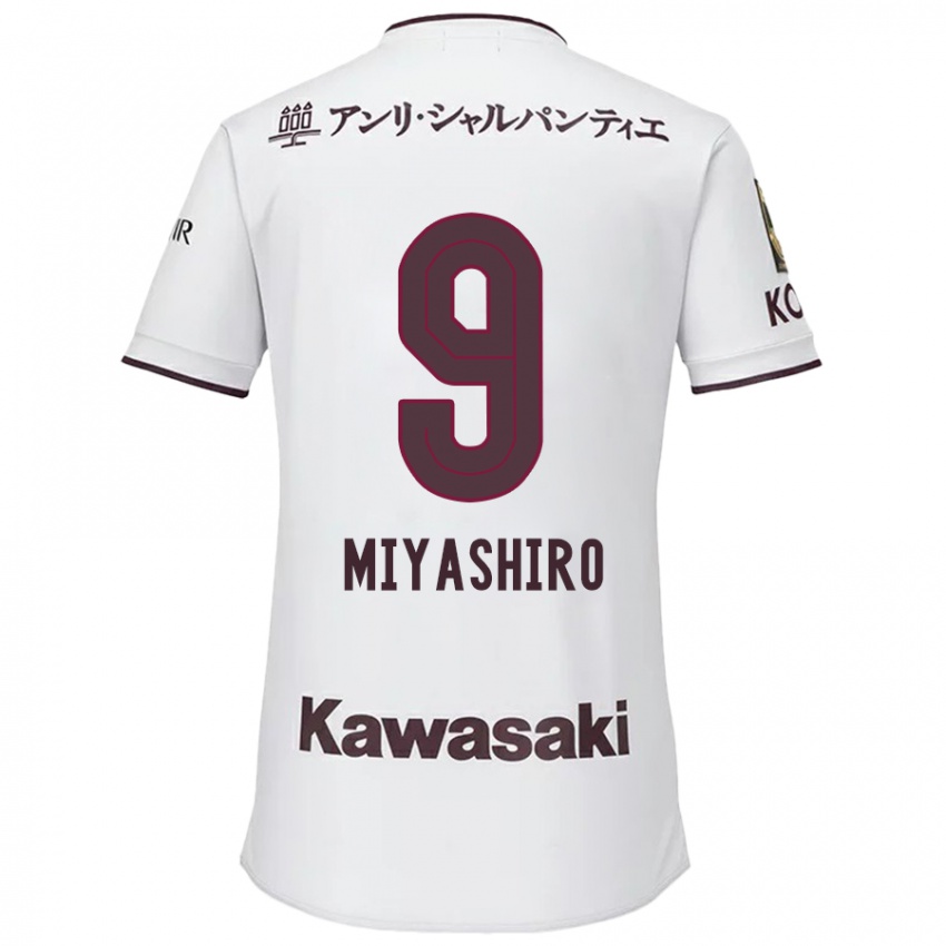 Mænd Taisei Miyashiro #9 Hvid Rød Udebane Spillertrøjer 2024/25 Trøje T-Shirt