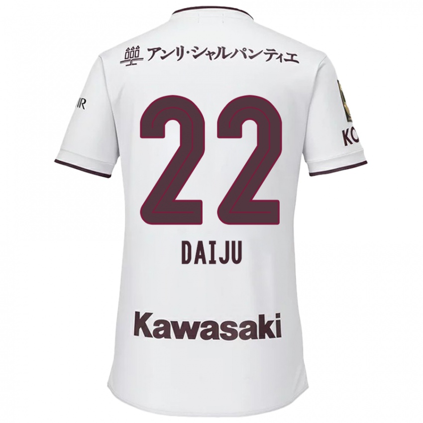 Mænd Daiju Sasaki #22 Hvid Rød Udebane Spillertrøjer 2024/25 Trøje T-Shirt