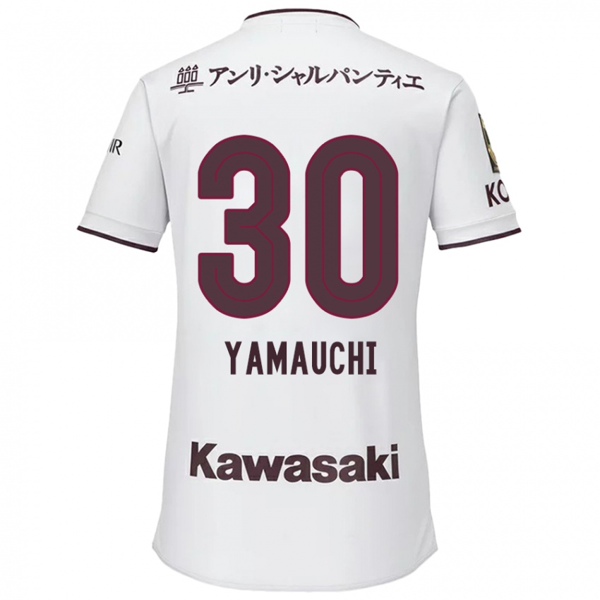 Mænd Kakeru Yamauchi #30 Hvid Rød Udebane Spillertrøjer 2024/25 Trøje T-Shirt