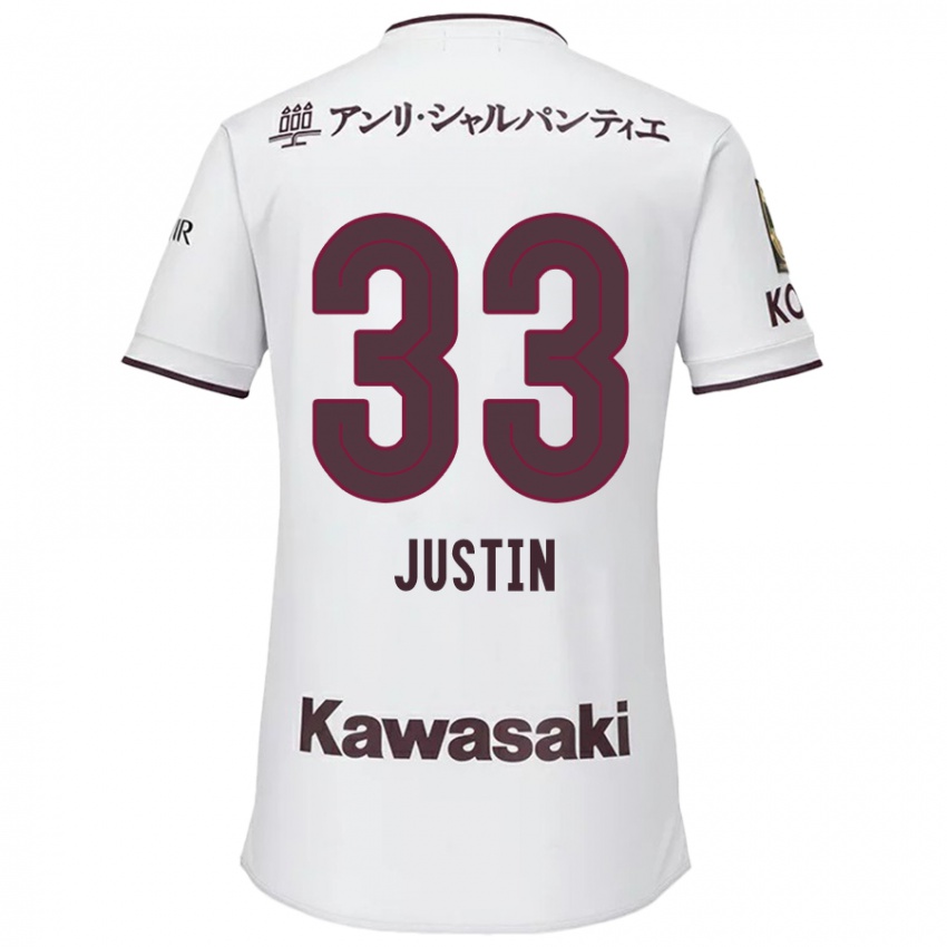 Mænd Justin Homma #33 Hvid Rød Udebane Spillertrøjer 2024/25 Trøje T-Shirt