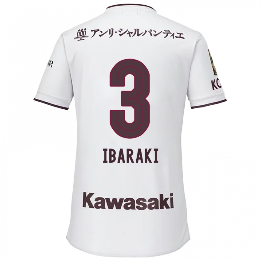 Mænd Riku Ibaraki #3 Hvid Rød Udebane Spillertrøjer 2024/25 Trøje T-Shirt