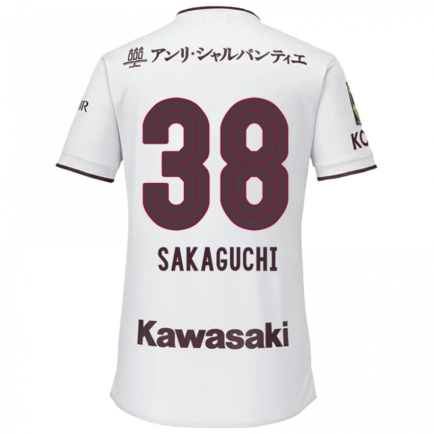 Mænd Yuki Sakaguchi #38 Hvid Rød Udebane Spillertrøjer 2024/25 Trøje T-Shirt