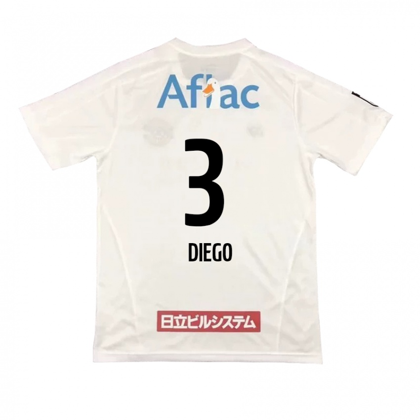 Mænd Diego #3 Hvid Sort Udebane Spillertrøjer 2024/25 Trøje T-Shirt