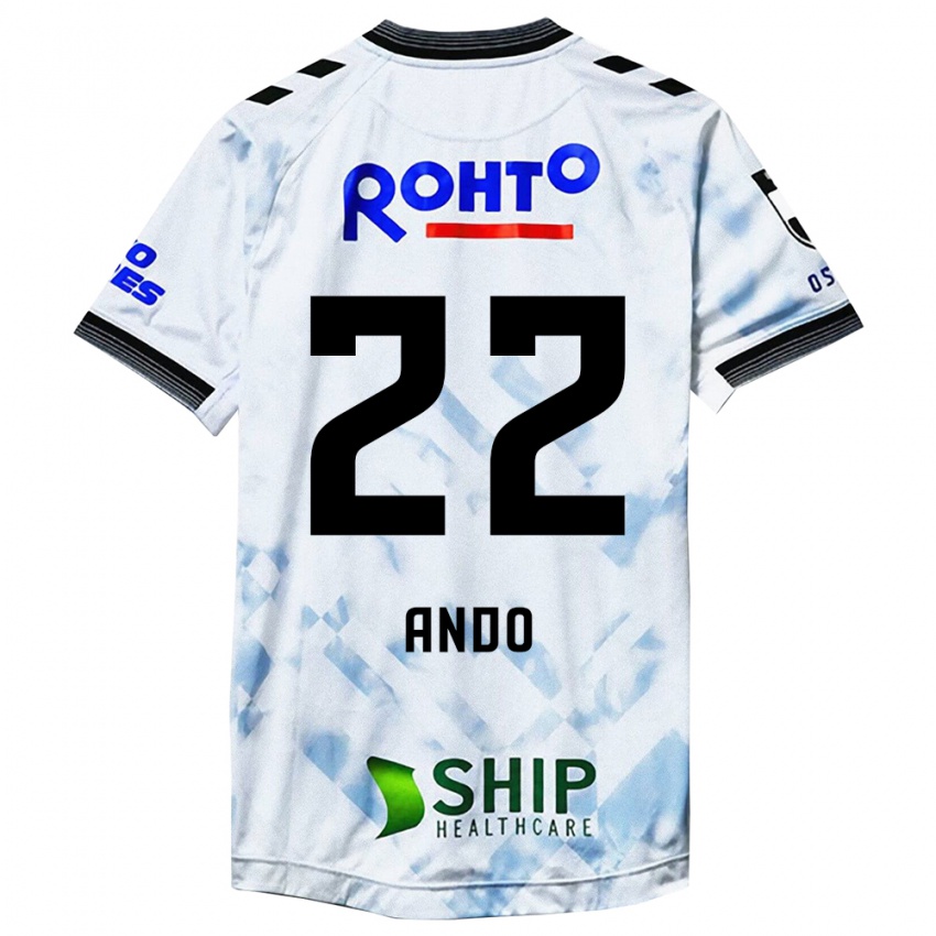 Mænd Rikuto Ando #22 Hvid Sort Udebane Spillertrøjer 2024/25 Trøje T-Shirt