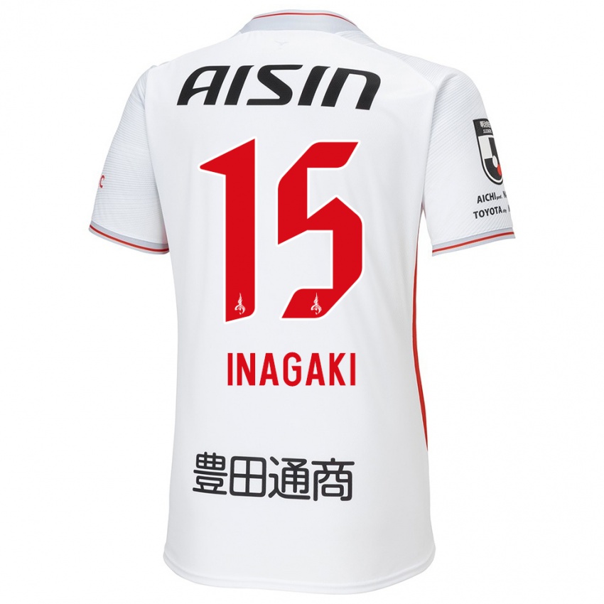 Mænd Sho Inagaki #15 Hvid Gul Rød Udebane Spillertrøjer 2024/25 Trøje T-Shirt