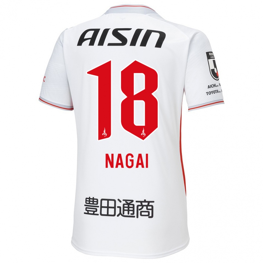 Mænd Kensuke Nagai #18 Hvid Gul Rød Udebane Spillertrøjer 2024/25 Trøje T-Shirt