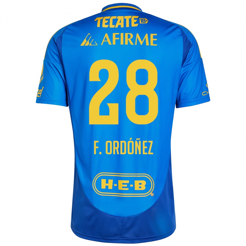 Mænd Fernando Ordóñez #28 Blå Gul Udebane Spillertrøjer 2024/25 Trøje T-Shirt