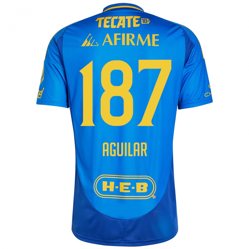 Mænd Manuel Aguilar #187 Blå Gul Udebane Spillertrøjer 2024/25 Trøje T-Shirt